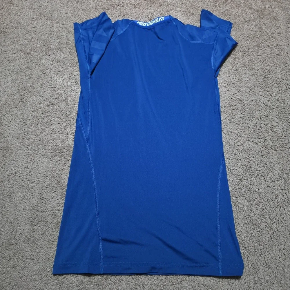 Nike Pro Combat Dri-FIT Fitted Training Shirt Blue Compression Mens Size XL